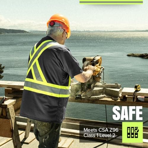 Pioneer Hi Vis Safety Shirt - Lightweight Moisture-Wicking Work T-Shirt With Reflective Tape - Class 1 - Black — view 6