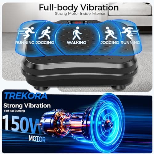 Trekora Vibration Plate Exercise Machine, Curved Vibration Plate for Lymphatic Drainage Weight Loss, 400 Lbs Capacity Shake Platform with 250 speeds Full Body Workout Equipment for Home Women Men — view 2