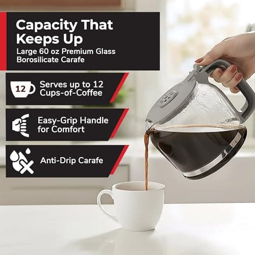 MUELLER HOME 12-Cup Drip Coffee Maker, Gray — view 3