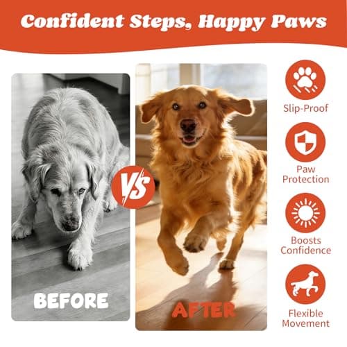 Padshld Dog Paw Protectors, Anti Slip Paw Pads for Dogs - Traction Grips for Senior Dogs & Puppies on Hardwood Floors, Paw Stickers for Dog Feet with Secure Grip 6 Sets (24 Pcs) S