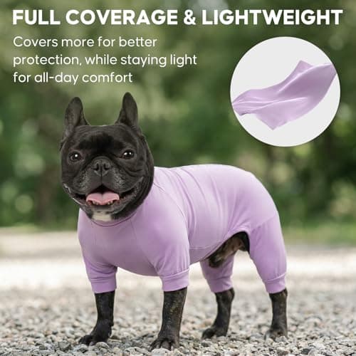 KYEESE UV Protection Dog Shirt, UPF 50+ Cooling Summer Jumpsuit for Small Dogs, Breathable Reflective Shedding Control Dog Sun Shirts, Quick-Dry Dogs Onesie Pet Clothes, Purple, M — view 4