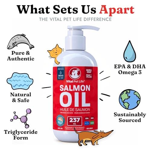 Salmon Oil for Dogs 237 mL - Healthy Skin & Coat, Fish Oil, Omega 3 EPA DHA, Liquid Food Supplement for Pets, All Natural, Supports Joint & Bone Health, Natural Allergy & Inflammation Defense — view 3