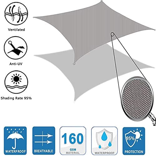 Sun Shade Sail Rectangle 95% UV Block Waterproof Patio Sun Sail Oxford Cloth Cover Canopy Sail Shades for Outdoor Patio, Lawn, Garden, Outdoor, Backyard -with Mounting Accessories (Black,2x2.5m(6.5x8.2ft)) — view 8
