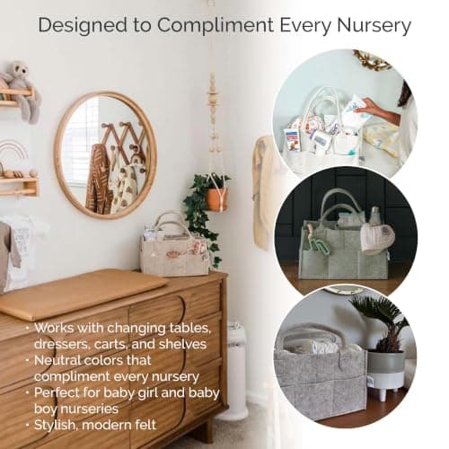 Parker Baby Co. Felt Diaper Caddy Organizer - Regular, Oatmeal — view 7
