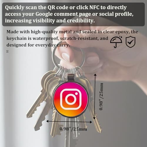 Smart Keychain for Reviews & Social Media - No App Needed, Metal Epoxy Key Tag with QR Code & NFC for Business Promotion,Compatible With Instagram (Tag-ins) — view 3