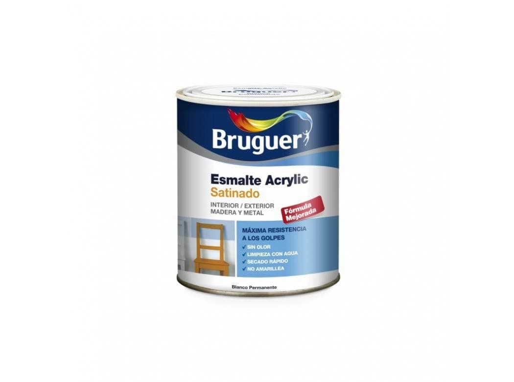 Bruguer Acrylic Multisuperficie Esmalte al agua Satinado - Pintura 750 mL, Blanco Permanente — view 43