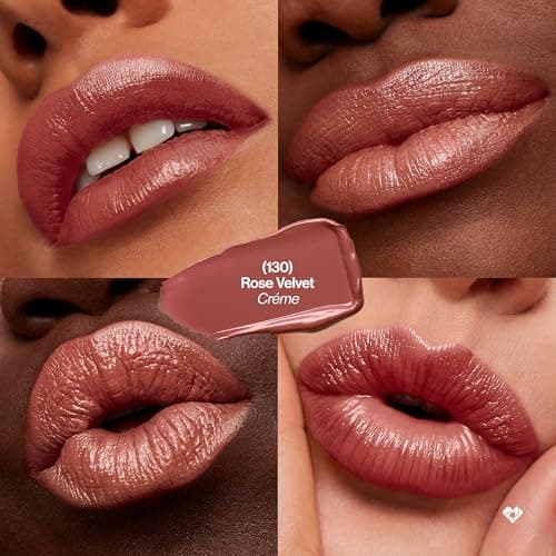 Revlon Super Lustrous Lipstick, High Impact Lipcolor with Moisturizing Creamy Formula, Infused with Vitamin E and Avocado Oil in Nude/Brown, Rose Velvet (130)