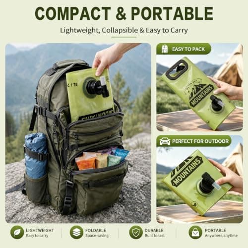 TiddieBair 2Pack Camping Water Container 2 Gallon Collapsible Water Jug with Spout - Reusable Plastic Flasks, Foldable Empty Gallon Jug for Water Storage, Water Bag for Outdoor Hiking Emergency Prep — view 5