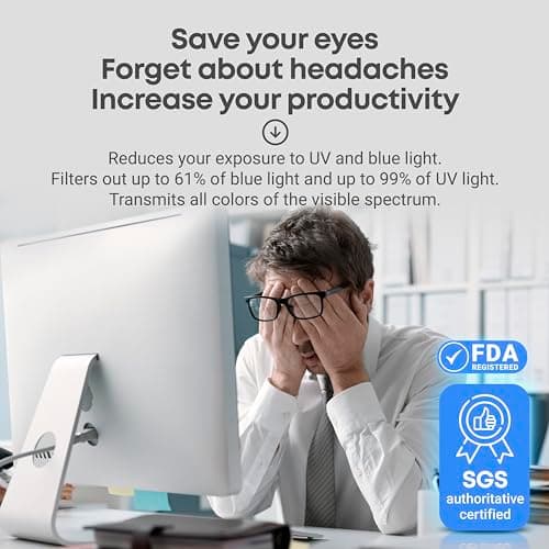 VINTEZ Blue Light Screen Protector for 27 Inch Computer Monitor and Laptop – Anti-UV Blue Light Blocking Film for Desktop PC, Eye Protection Filter, 24" x 14", 1 Pack