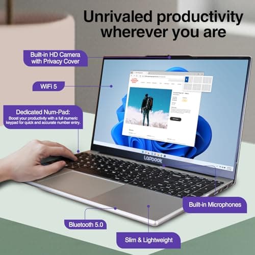Lapbook 15.6" Full HD Windows 11 Laptop (2026) - Built in USA, 15th Gen CPU, 8GB RAM, Expandable M.2 Storage up to 2TB, WiFi 5, Privacy Webcam — view 5