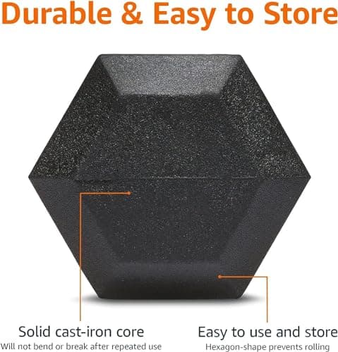 Amazon Basics Rubber Hex Dumbbell Hand Weight with Comfortable Grip for Home and Gym, 15 Pounds, Single — view 2