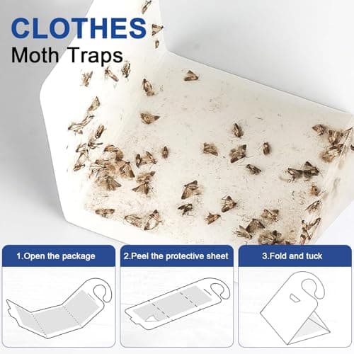 【𝐇𝐢𝐠𝐡𝐥𝐲 𝐄𝐟𝐟𝐞𝐜𝐭𝐢𝐯𝐞】 Clothes Moth Traps with Extra Strength Pheromone Attractant -NonToxic Sticky Glue for Closet and Carpets Bearing Webbing Moths, 6 Pack — view 3