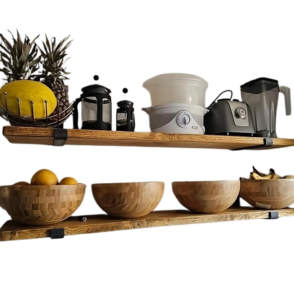 Wall Shelf Handmade with Rustic Solid Wood, Reclaimed Timber Shelf, Perfect for Kitchen, Bathroom, Decor, Farmhouse, and Bedroom — view 5
