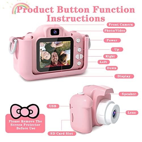 CIMELR Kids Camera Toys for 3 4 5 6 7 8 9 10 11 12 Year Old Boys/Girls, Kids Digital Camera for Toddler with Video, Christmas Birthday Festival Gifts for Kids, Selfie Camera for Kids, 32GB SD Card — view 2