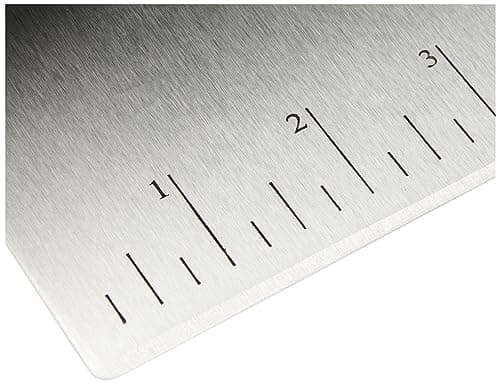 Amazon Basics Multi-Purpose Bench Scraper, Stainless Steel Dough Cutter with Measurement Marks, Dishwasher Safe, Non-slip Contoured Grip, 6", Black, Silver — view 3