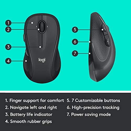 Logitech M510 Full Size Ambidextrous 2.4 GHz Wireless Mouse — view 4