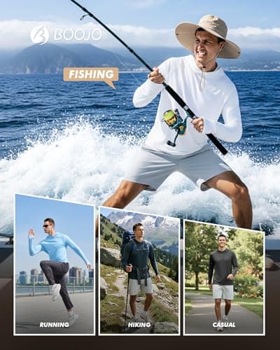 UPF 50+ Fishing Shirts for Men - Long Sleeve UV Sun Protection Hoodie Lightweight Rash Guard for Hiking Running Athletic