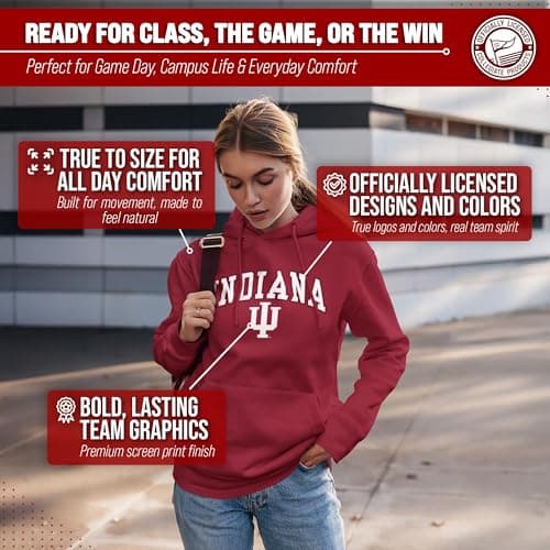 Campus Colors Indiana Hoosiers Arch & Logo Gameday Hoodie - NCAA College Hooded Sweatshirt - Crimson Medium — view 4