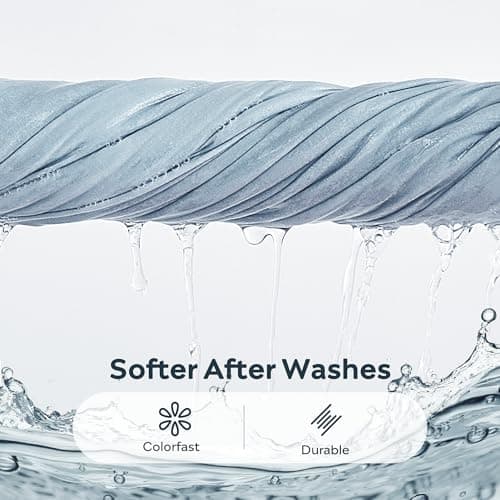 JELLYMONI 100% Washed Cotton Duvet Cover Queen – Soft, Breathable Linen-Look Bedding with Natural Wrinkle Texture, Button Closure, 3-Piece Set (Mist Blue, 90"x90") — view 5