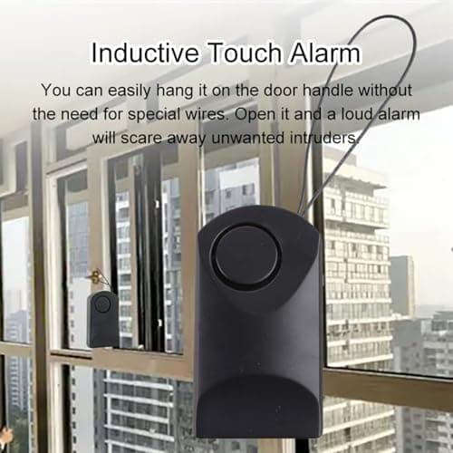 Vikye Door Handle Alarm with 120dB Vibration Triggered, Portable Doors Alarms When Opened Up to 200m, Hangs on Door Knob or Handle for Travelling Home Security — view 2