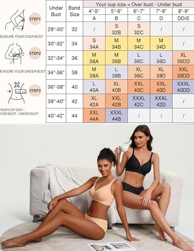 Showyoo Women Jelly Bras No Underwire Seamless Bralettes Comfort Wireless Bra V Neck Full Coverage T Shirt Brassiere Black L — view 6