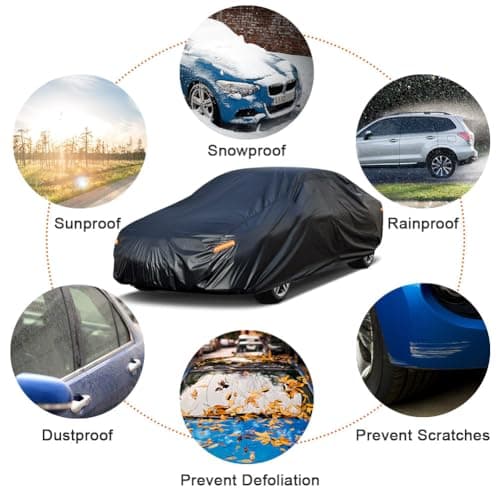Kayme 7 Layers Car Cover Custom Fit for Ford Mustang/Shelby (1964-2025) Waterproof All Weather for Automobiles, Outdoor Full Cover Rain Sun UV Protection.Black — view 4
