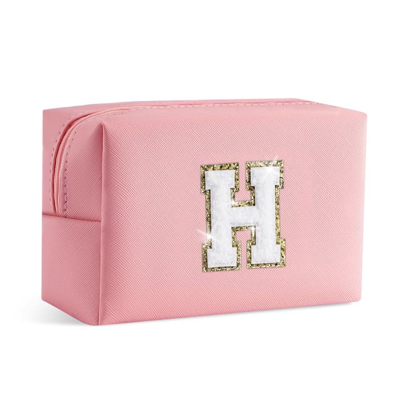 Small Makeup Bags for Women - Waterproof Leather Cosmetic Bag A-Z Personalized Bag Portable Travel Women's Purse Girls Gifts