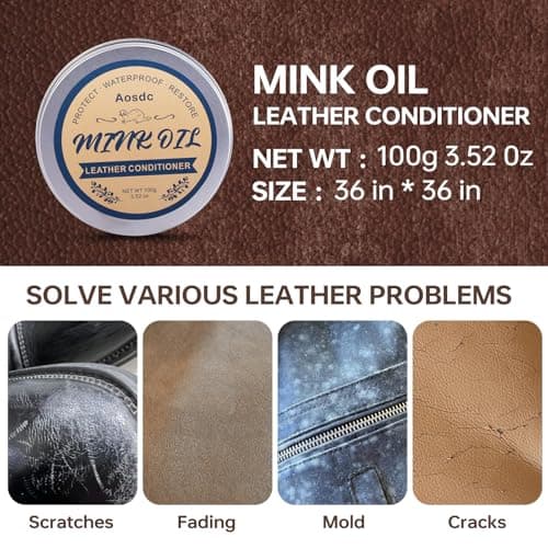 Aosdc Mink Oil Leather Conditioner and Cleaner 3.52 oz - Premium Waterproof Formula for Leather Cowboy Boots,Natural Waterproof Soften and Restore Shoes, Jackets, Hats, Baseball Gloves, Saddles — view 5