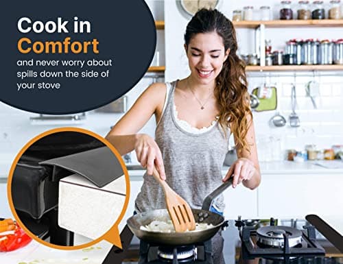 Linda’s Essentials Silicone Stove Gap Covers (2 Pack), Heat Resistant Oven Gap Filler Seals Spaces Between Stovetop and Counter, Easy to Clean Stove Guard (21 Inches, Black) — view 2