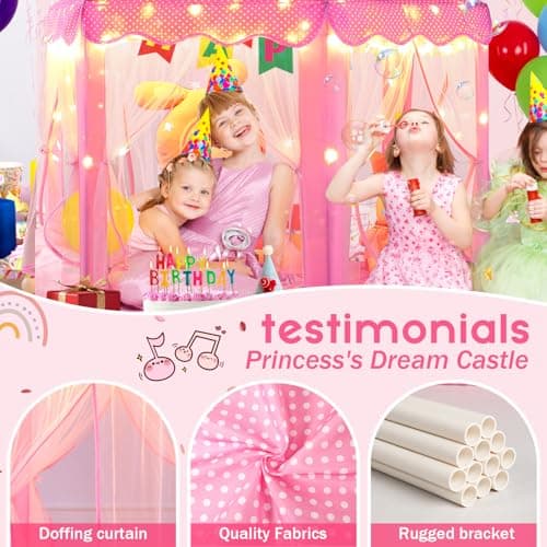 Monobeach Princess Tent Girls Large Playhouse Kids Castle Play Tent with Star Lights Toy for Children Indoor and Outdoor Games, 55'' x 53'' (DxH) — view 5