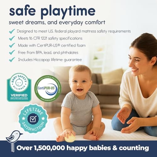 Hiccapop Playard Mattress Pad (38"x26"x1"), Playpen Pad, Portable Crib Mattress with Carry Bag, 1" Thick — view 5