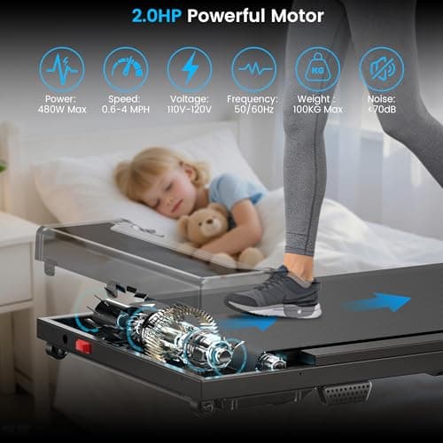 Walking Pad Treadmill for Home - Under Desk Walking and Running with Remote Control Portable Electric Machine Adjustable Slim Compact with 0.6-4.0MPH Modes Max up 265 Lbs for Home Office — view 3