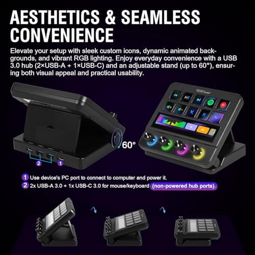 VSDINSIDE Macro Pad, Streaming Deck Stream Controller Soundboard Keypad, Programmable Keys USB Shortcut Keyboard for Gamer Streamer, Audio Mixer for OBS, YouTube, Office Desk Setup, PC, Mac — view 5