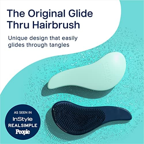 Crave Naturals Glide Thru Detangling Hairbrush that Glides Through Tangles For Wet, Dry and Damaged Hair - Gentle Detangler Styling Tool for Adults, Kids, Men and Women - 7.5 x 3 in, Turquoise