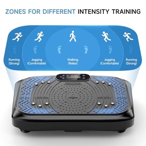 Vibration Plate Exercise Machine,Vibration Plate Machine 199 Adjustable Speed,Vibrating Plate Exercise Machine Automatic Mode P1-P7,Vibration Platform with Bluetooth 450 Lbs Capacity(Raven Black)