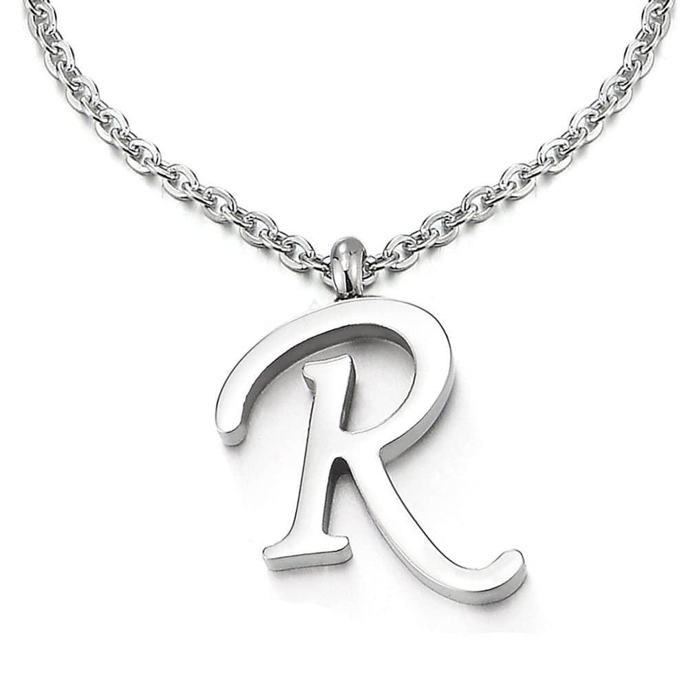 Nombre Inicial Letra del Alfabeto A Colgante, Collar de Mujer Hombre, Acero Inoxidable,50cm Cadena Cuerda — view 6
