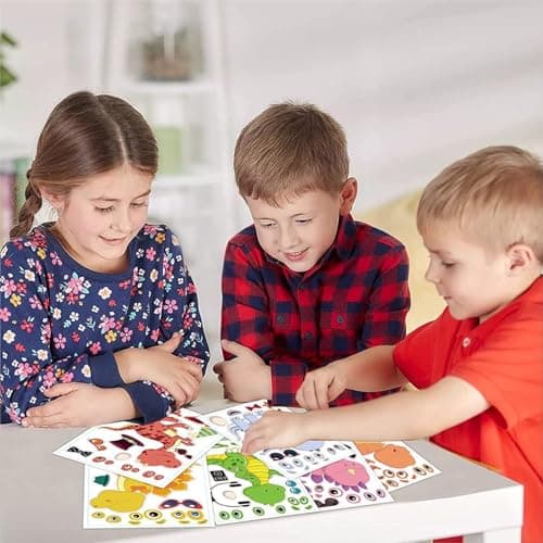 24 Pieces Make Your Own Dinosaur Stickers Make A Face Stickers for Kids Toddlers with Dinosaur System DIY Craft Sticker Kids Party Favor Supplies Crafts — view 4