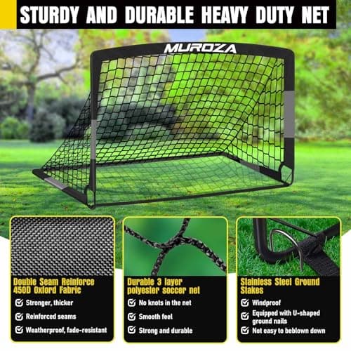 Soccer Goal, Kids Soccer Goals for Backyard Set, 2 Pack of 4x3 ft Portable Pop Up Soccer Net with Soccer Ball, Cones, Complete Training Equipment for Youth, Toddler Outdoor Sports Games — view 2