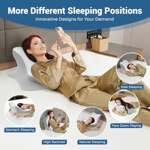 WOGAHEV Reading Pillow for Bed, Lying, Leaning and Prone, Ergonomic Memory Foam Bed Wedge Pillow for Headboard, Chin & Back Support Pillows on Bedrest Couch Floor- Cream — view 4