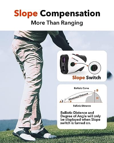 REDTIGER 1200 Yards Golf Range Finder with Slope, 7X Magnification Golf Rangefinder, IP54 Waterproof, Fast Flag Pole Locking Vibration, Rechargeable Laser Rangefinder Golfing with Magnet Stripe — view 3