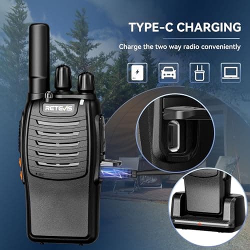 Retevis H777 Walkie Talkies Long Range Built-in LED Flashlight Charger Dock Rechargeable Walkie Talkie for Adults 2 Way Radios Long Range Famliy Outdoor Hiking(2 Pack)