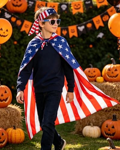 BleSky 250 Year American Flag Costume Cape for kid, 4th of July American Flag Patriotic Independence Day Holiday Costumes Celebratio Patriotic Party Accessories — view 3