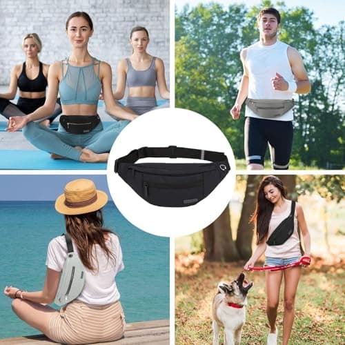 MAXTOP Large Crossbody Fanny Pack with 4-Zipper Pockets,Gifts for Enjoy Sports Festival Workout Traveling Running Casual Hands-Free Wallets Waist Pack Phone Bag Carrying All Phones — view 4
