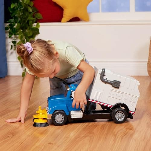 Driven by Battat – Large 18-Inch Electric Street Sweeper Kids ToysCars with Spinning Brushes & Lights – 1:16 Scale with Working Doors & Sounds – Tilting Container for 3+ Years — view 4