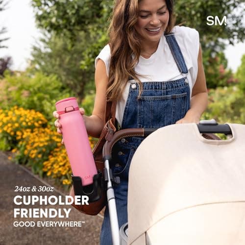 Simple Modern Mesa Loop Water Bottle with Straw | 30oz Cup Holder Friendly Insulated Stainless Steel Bottles for Travel, Sports and School | Seaside Stripes — view 3