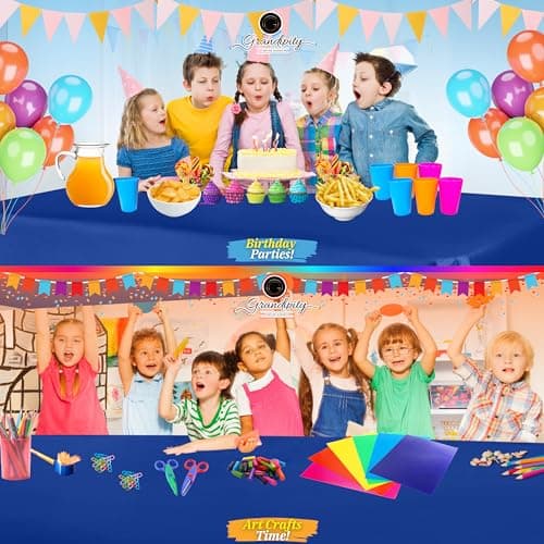 Blue 12 Pack Premium Disposable Plastic Tablecloth 54 Inch. x 108 Inch. Rectangle Table Cover By Grandipity — view 3