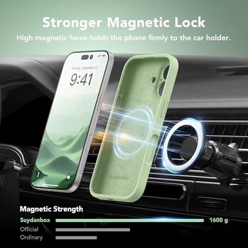 SuydanBox Magnetic for iPhone 17 Case, Compatible with MagSafe, [Full Camera Protection][Screen Protector] Silicone Shockproof Protective Phone Case for iPhone 17 6.3", Matcha — view 2