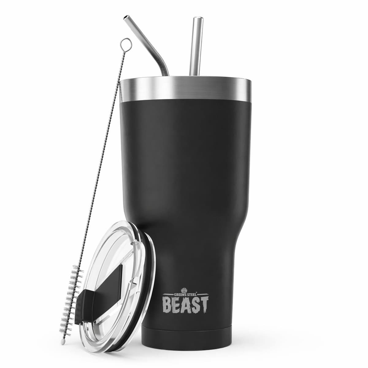 Greens Steel Beast Tumbler – 550 ml (20 oz), Rosa Ponqué | Vaso de acero inoxidable reutilizable con aislamiento al vacío | con 2 pajitas y cepillo de limpieza | Termo de viaje de doble pared — view 52