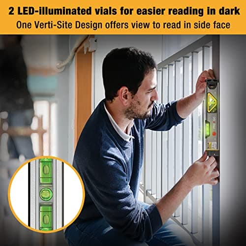PREXISO 2-in-1 Laser Level Tool with Light, 100 Ft Alignment Point & 30 Ft Leveling Line, Magnetic Laser Spirit Level for Construction Picture Hanging Wall Writing Painting Home Renovation — view 3
