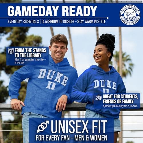 Duke Blue Devils Arch & Logo Gameday Hoodie - Royal Heather Large — view 3